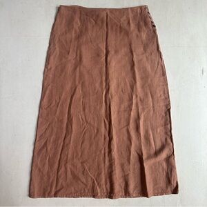 Agolde Salmon Pink Linen Maxi Skirt with Seashell Buttons